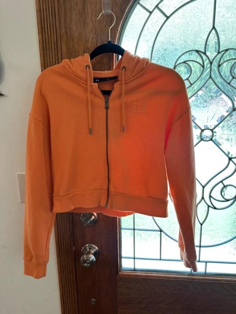 Under Armour Orange Cropped Zip Hoodie Jacket